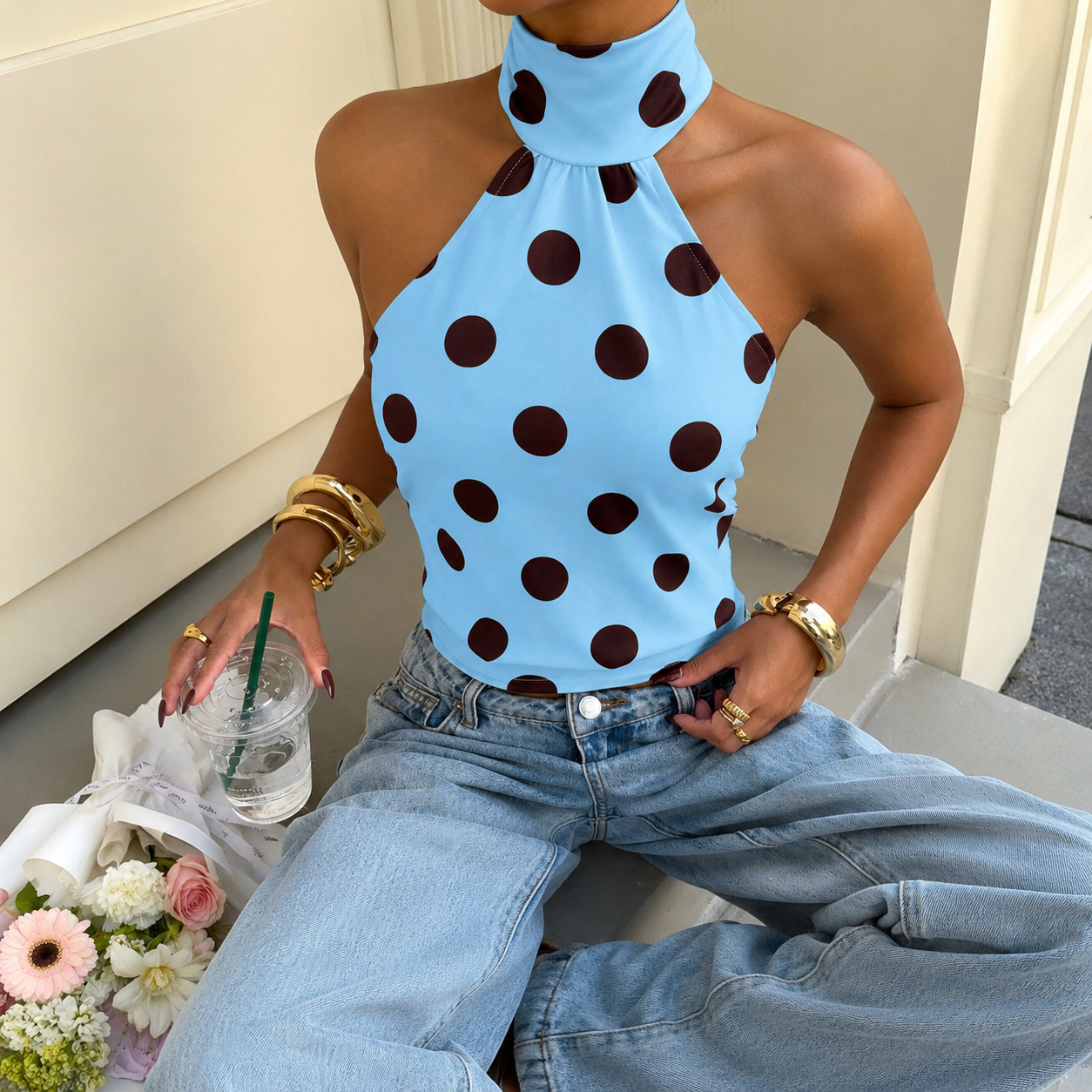 Polka Halter Top